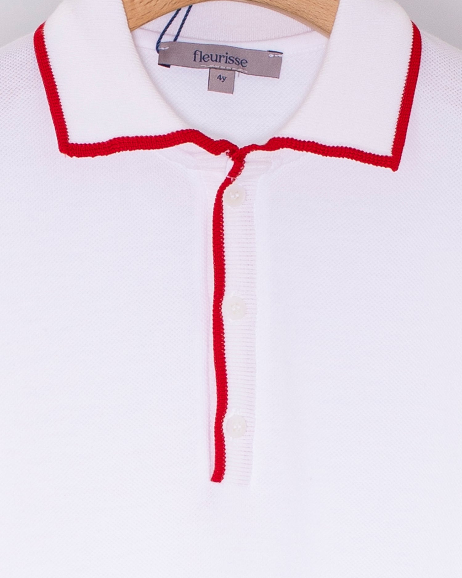 Polo Shirt Long Sleeve Red Trim Pique